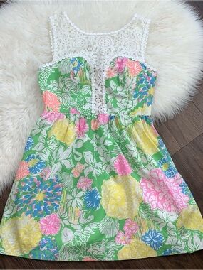 Lilly Pulitzer Green Floral Lace-Top Wedding Dress